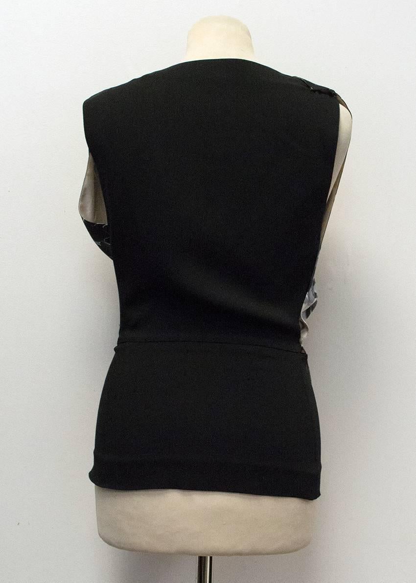 Black Vionnet Sleeveless Top with White and Silver Prints For Sale