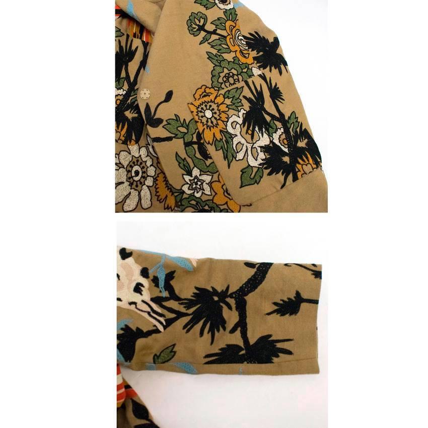 Etro Camel Brown Floral Embroidered Long Coat For Sale 5