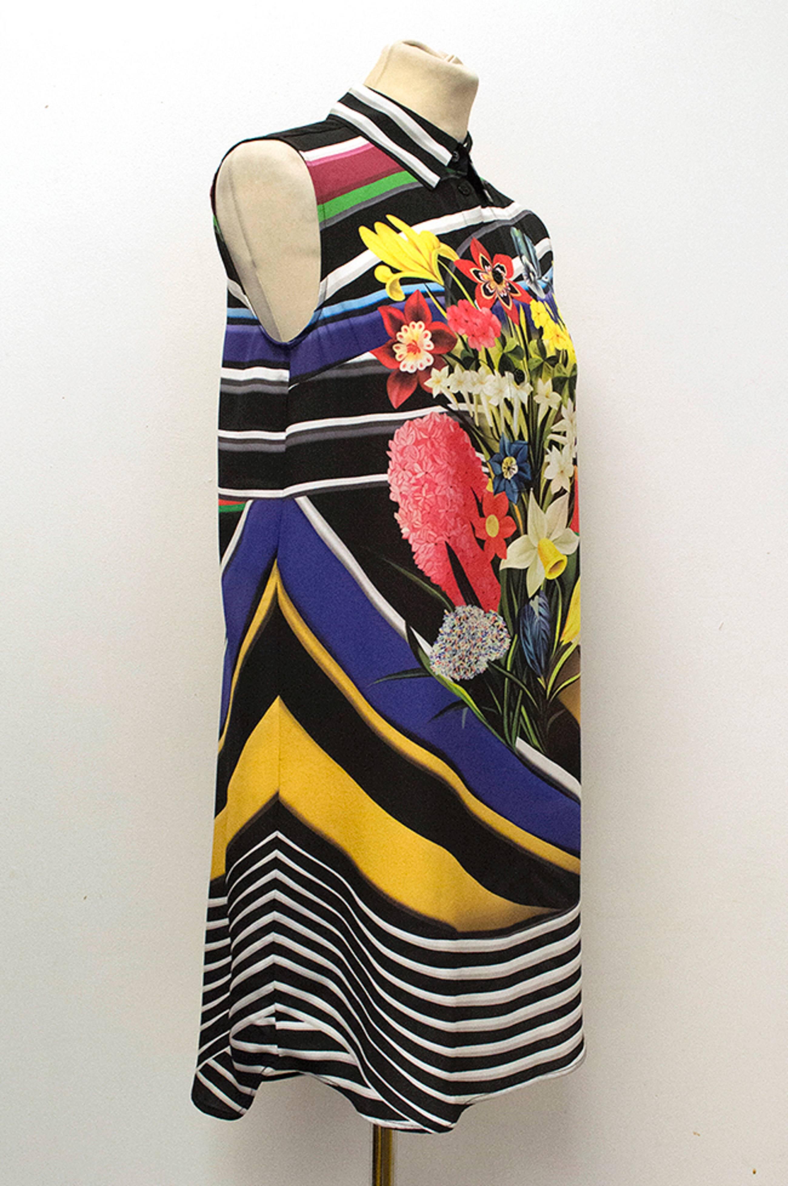 Black Mary Katrantzou Sleeveless Multi-Print Shirt Dress For Sale