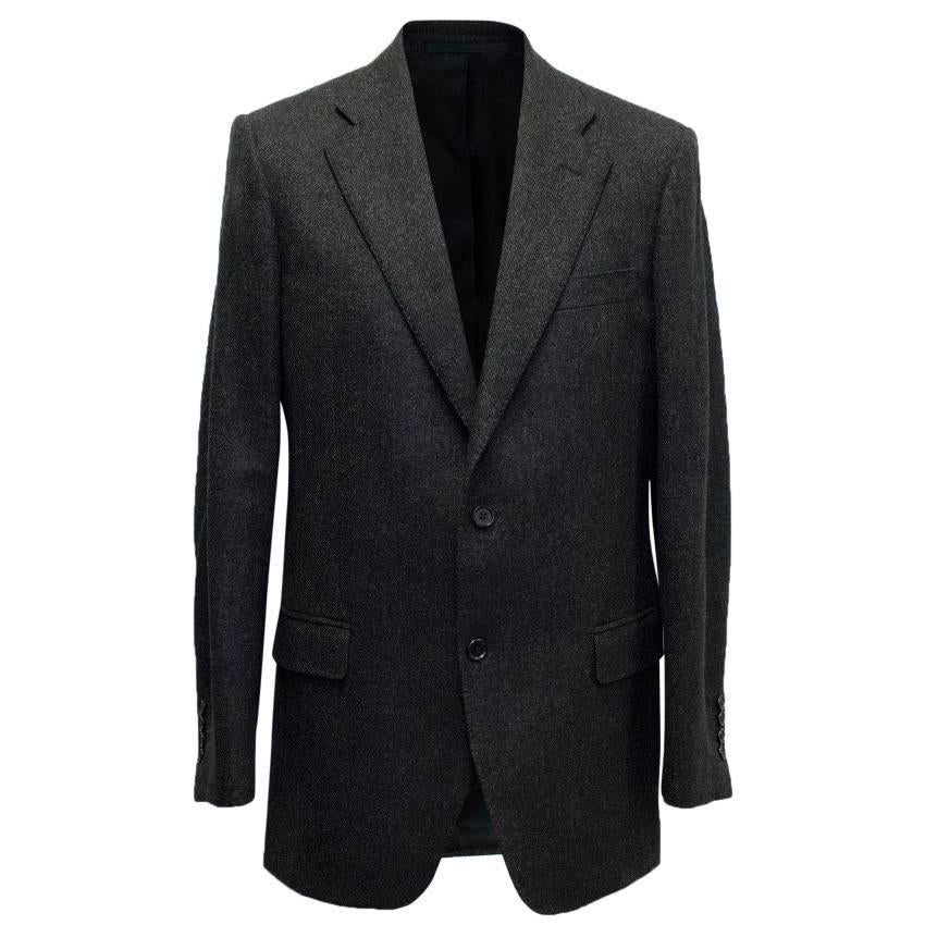 Burberry Dark Grey Wool Blend Blazer Size 50 For Sale