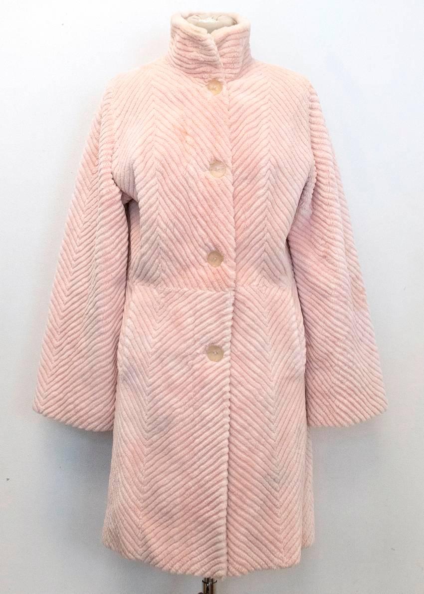 Zuki Rabbit Reversible Coat with Fur Floral Pattern In Excellent Condition In London, GB