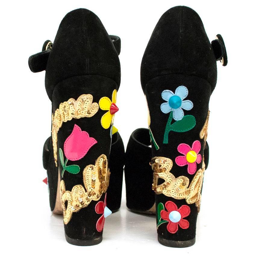 Dolce & Gabbana Embellished Black Suede Platforms 5