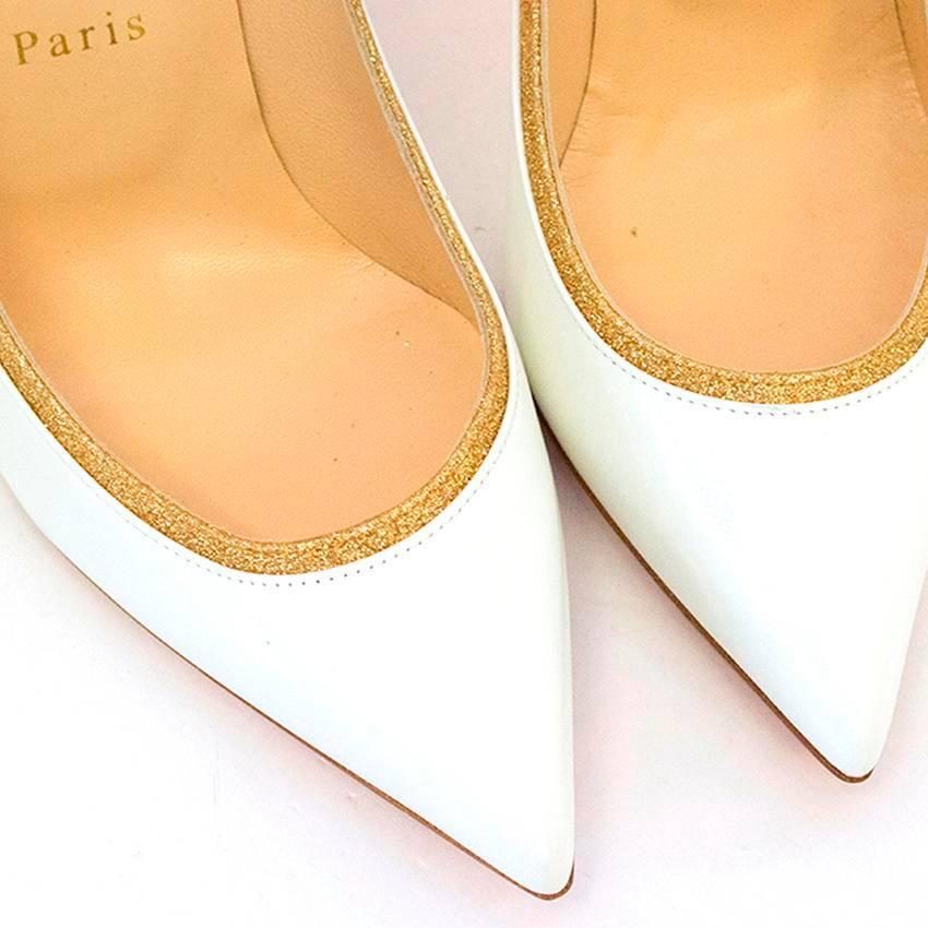 Christian Louboutin white patent pumps For Sale 2