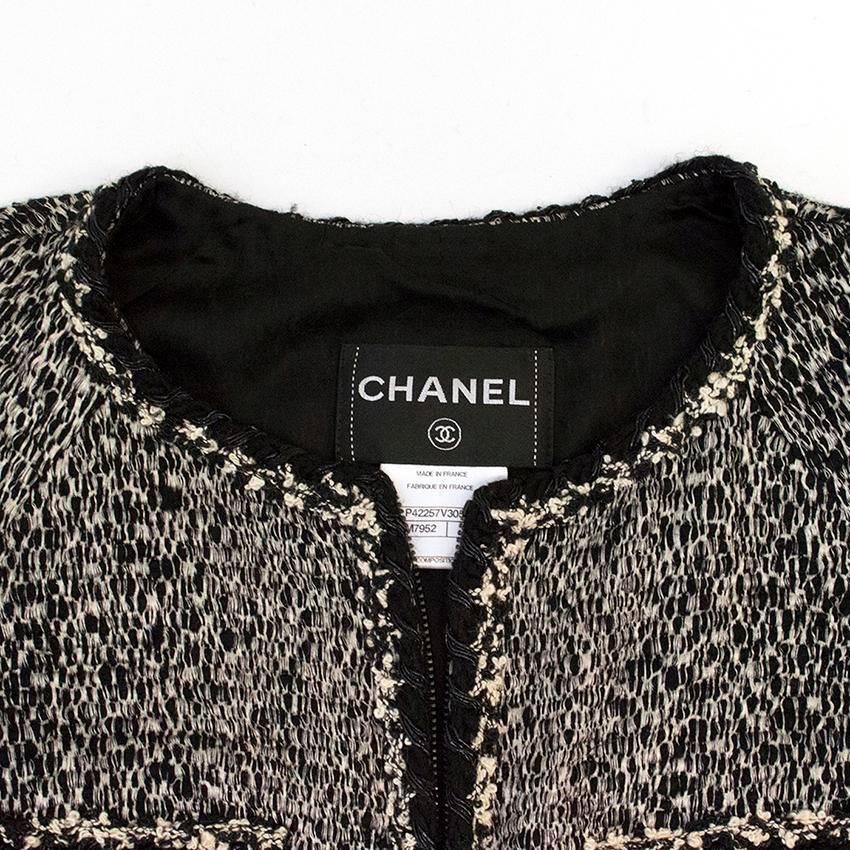 chanel black and white tweed jacket