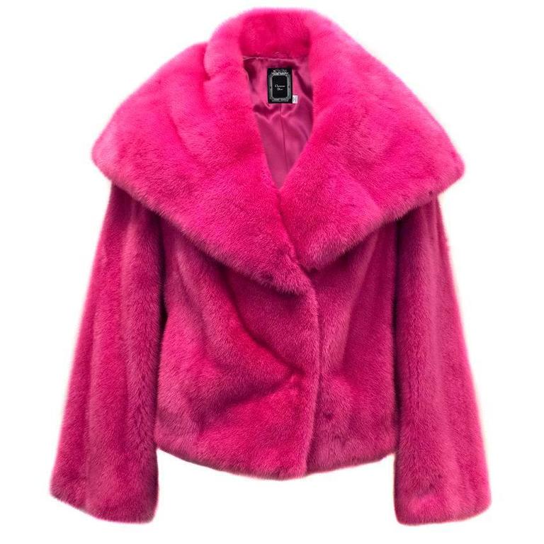 Christian Dior Bright Pink Mink Fur Jacket For Sale at 1stDibs | hot ...