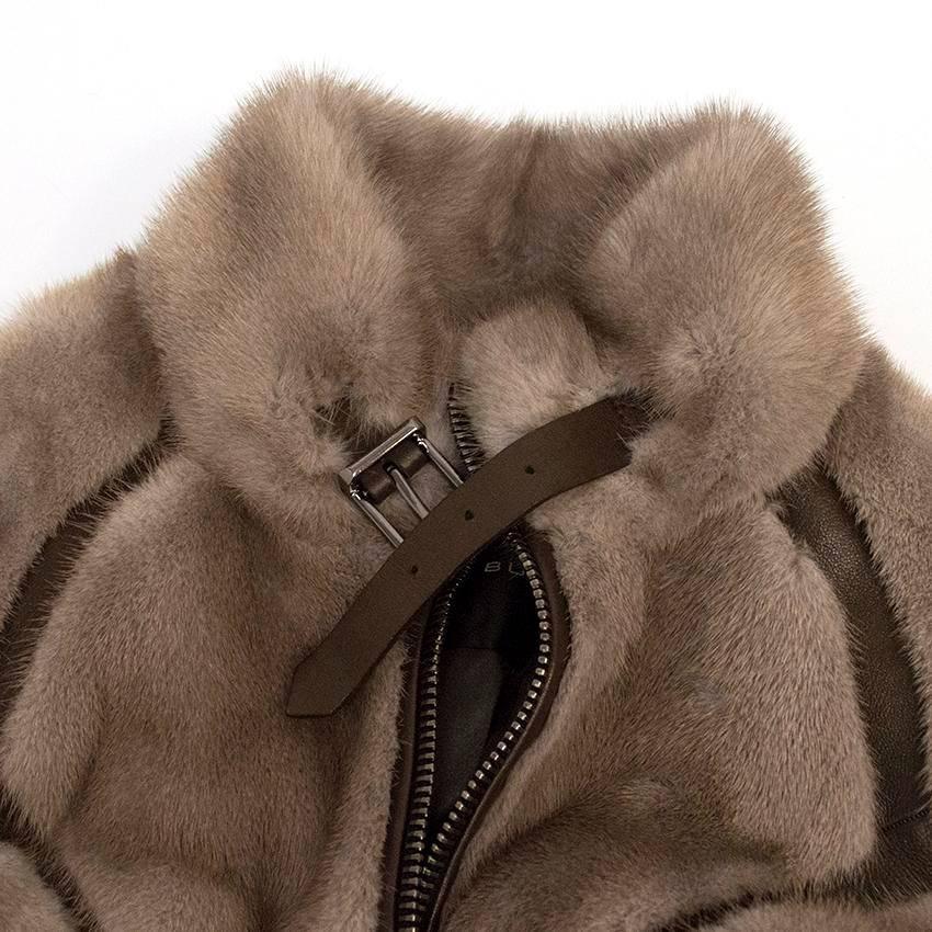 Barbara Bui Grey Mink Fur Jacket with Leather Panels For Sale 2