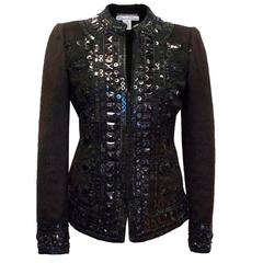 Oscar de la Renta Dark Brown Embellished Jacket 5