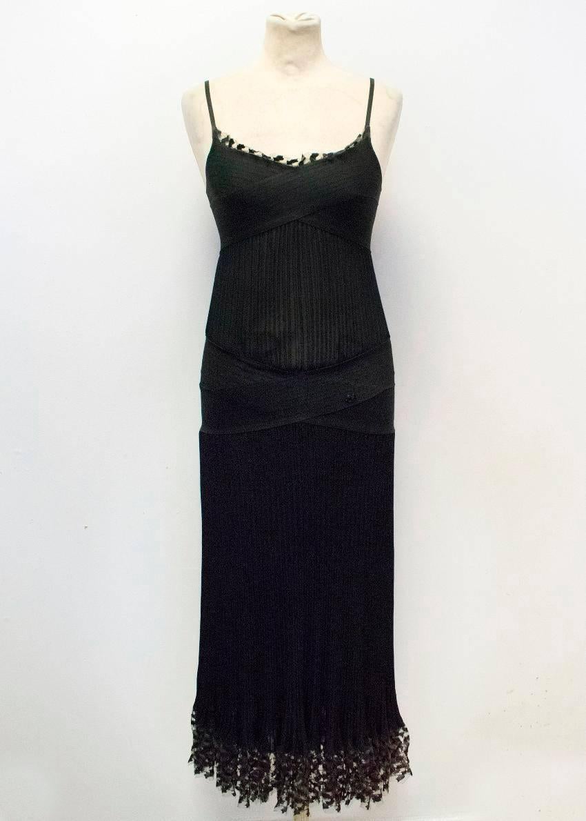 Chanel Black Ribbed Strappy Dress In Excellent Condition For Sale In London, GB