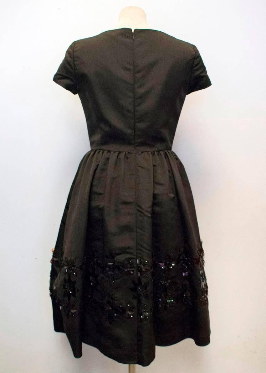 Black Oscar de la Renta Dark Brown Dress with Embellished Hem For Sale