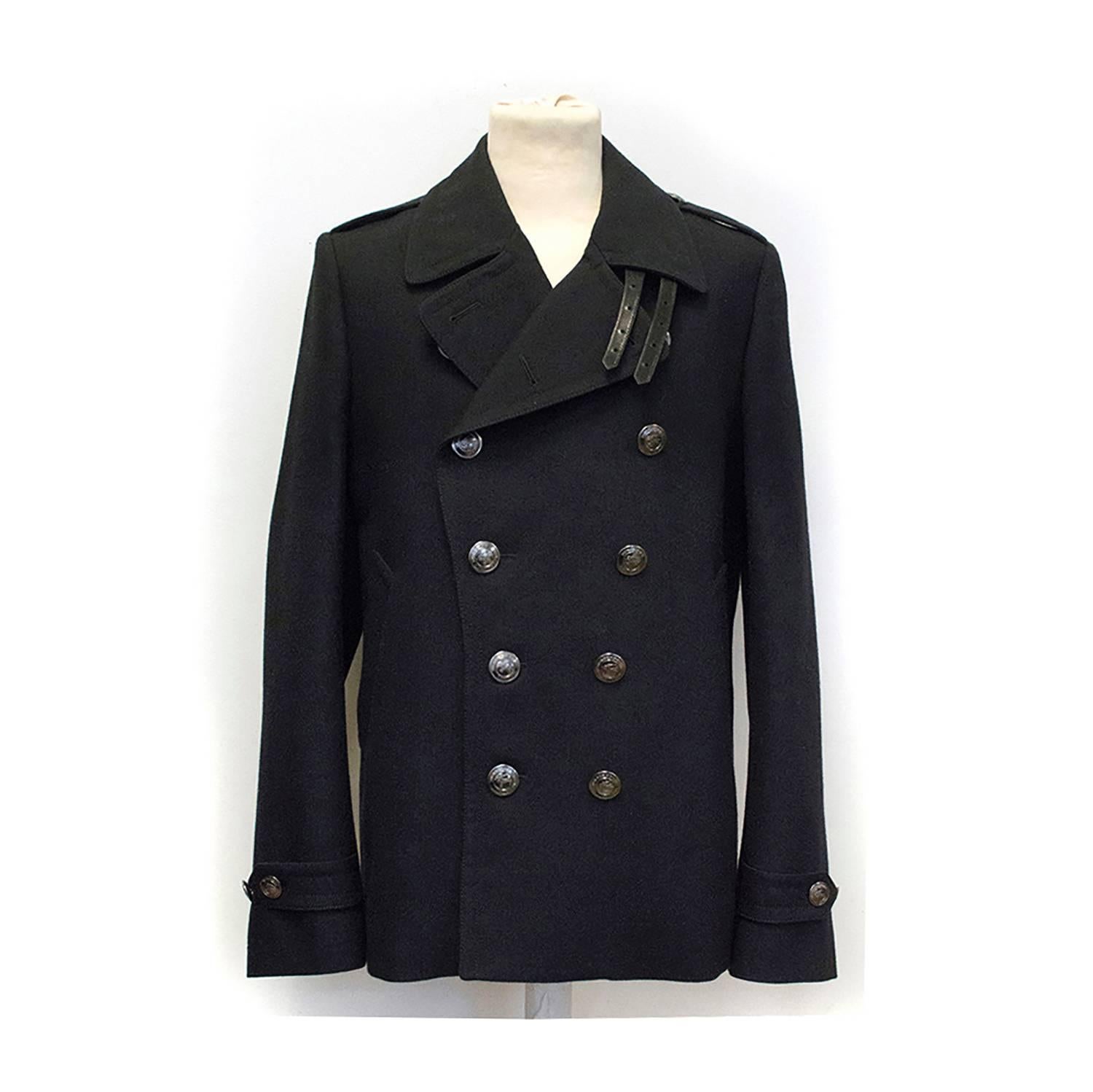 Burberry Black Double Breasted Coat For Sale 3