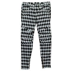 Balmain Black and Grey Harlequin Print Skinny Jeans