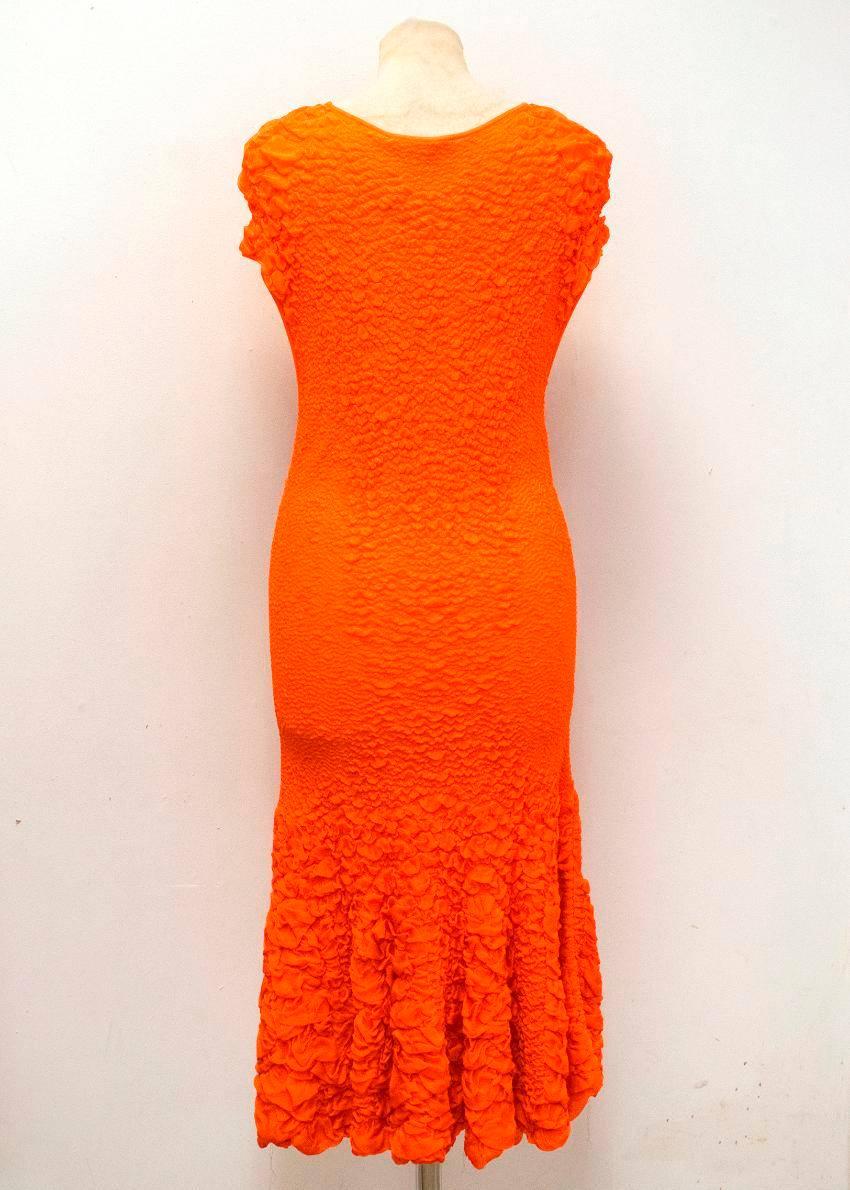 Red Alexander McQueen Bright Orange Textured Long Dress For Sale