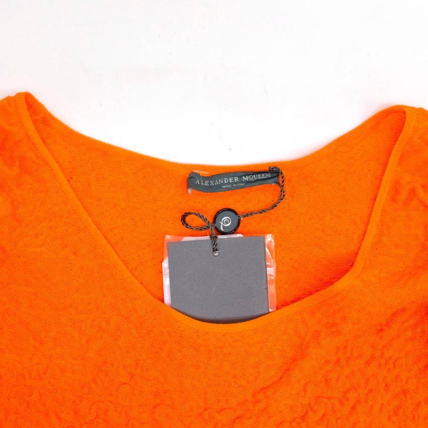 Alexander McQueen Bright Orange Textured Long Dress For Sale 4