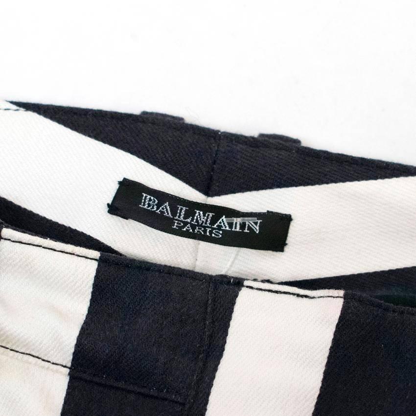 Balmain Black and White Striped Skinny Jeans For Sale 1