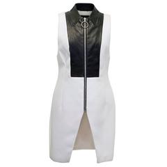 Alexander Wang White Fitted Dress with Leather Panelling 9