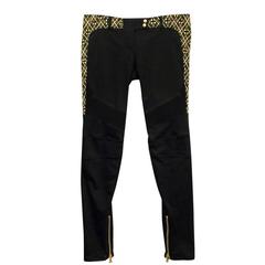 Balmain Black Skinny Jeans with Gold Embroidery