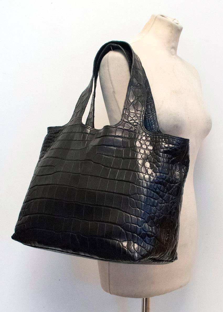 Black Balmain Crocodile Skin Handbag  For Sale