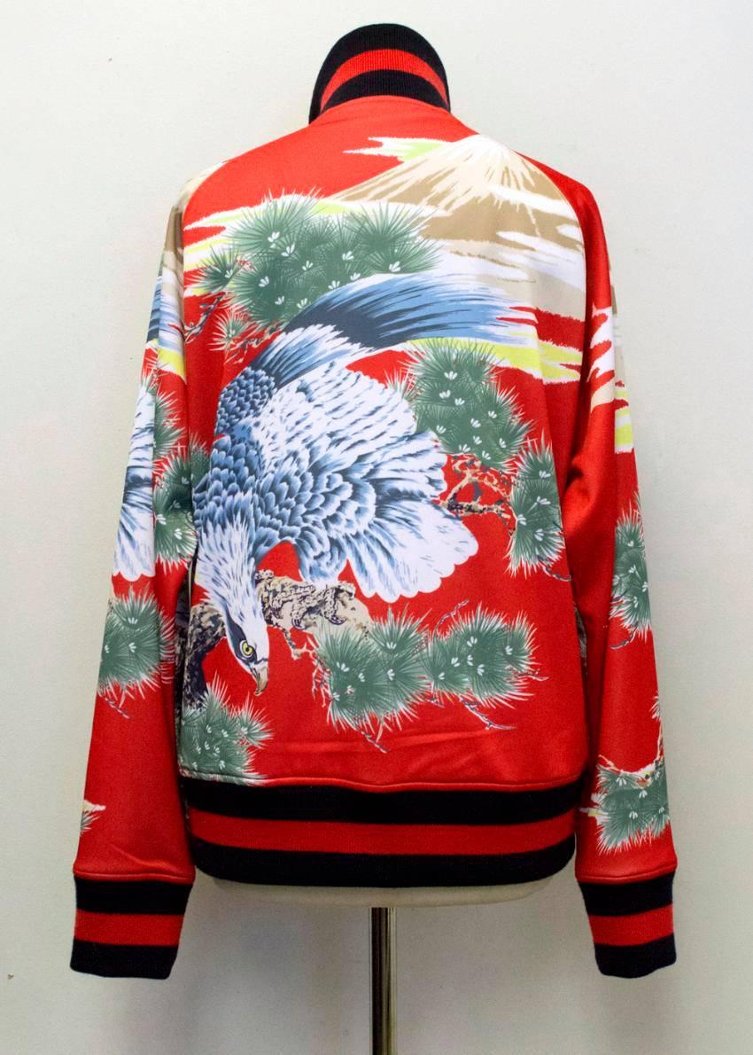 Gucci Men's Red Eagle Print Technical Jersey Jacket In Excellent Condition For Sale In London, GB