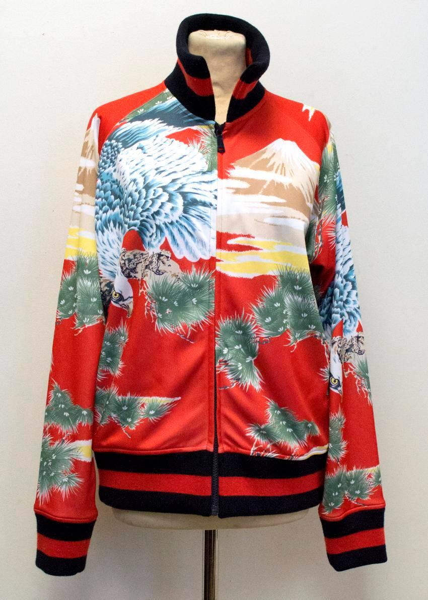 Gucci Men's Red Eagle Print Technical Jersey Jacket For Sale 1