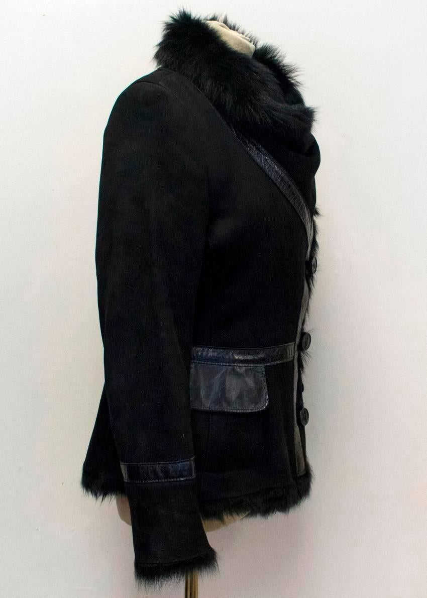 Women's Karl Donoghue Black Suede and Shearling Jacket For Sale