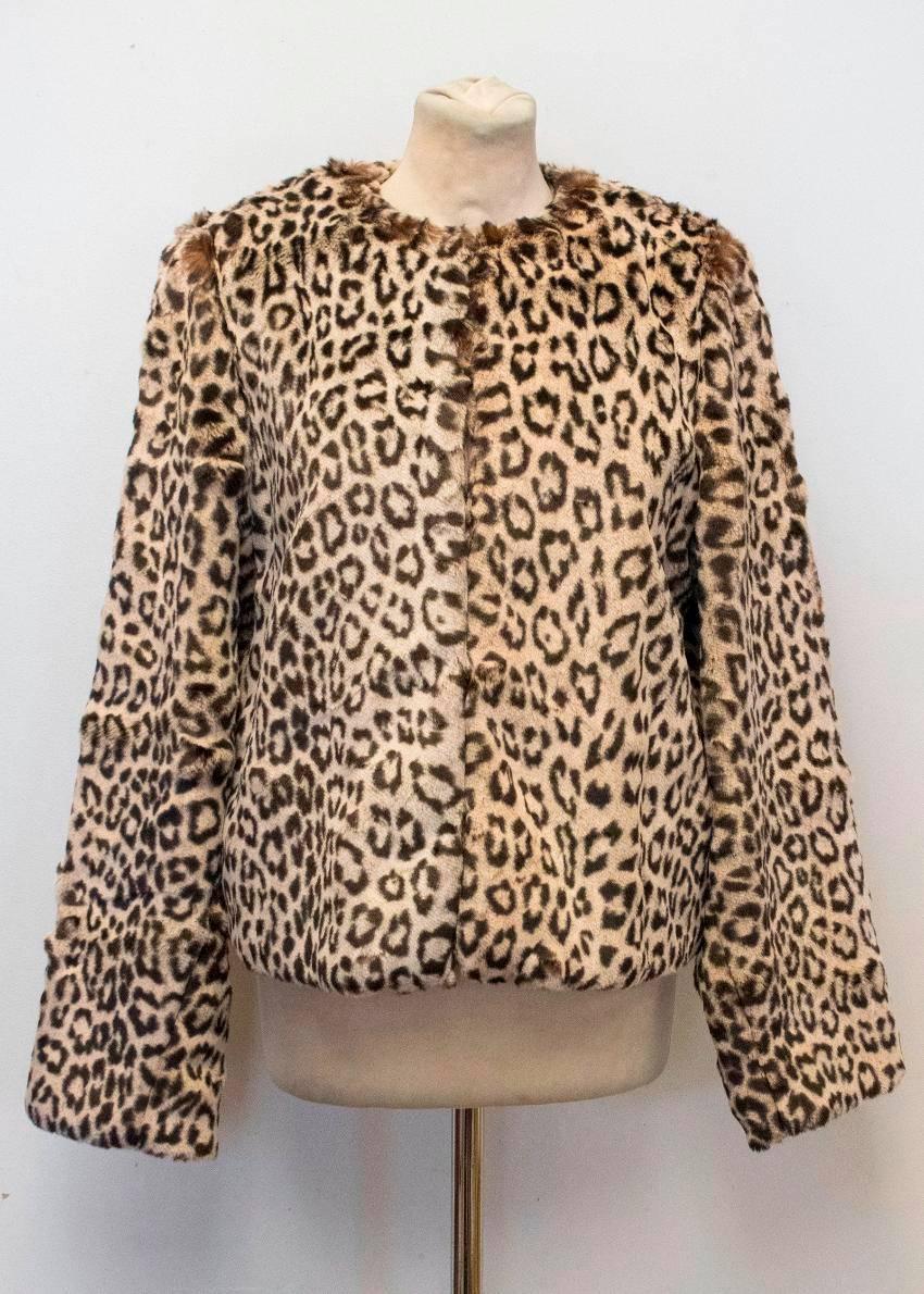 Brown Blumarine Leopard Print Faux Fur Jacket For Sale