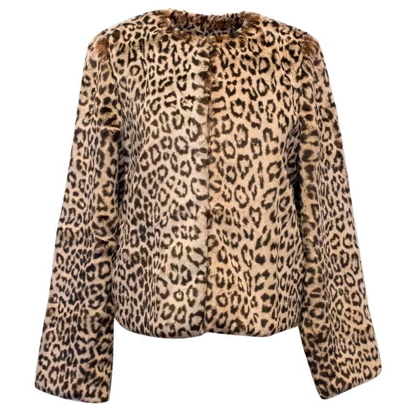Blumarine Leopard Print Faux Fur Jacket For Sale
