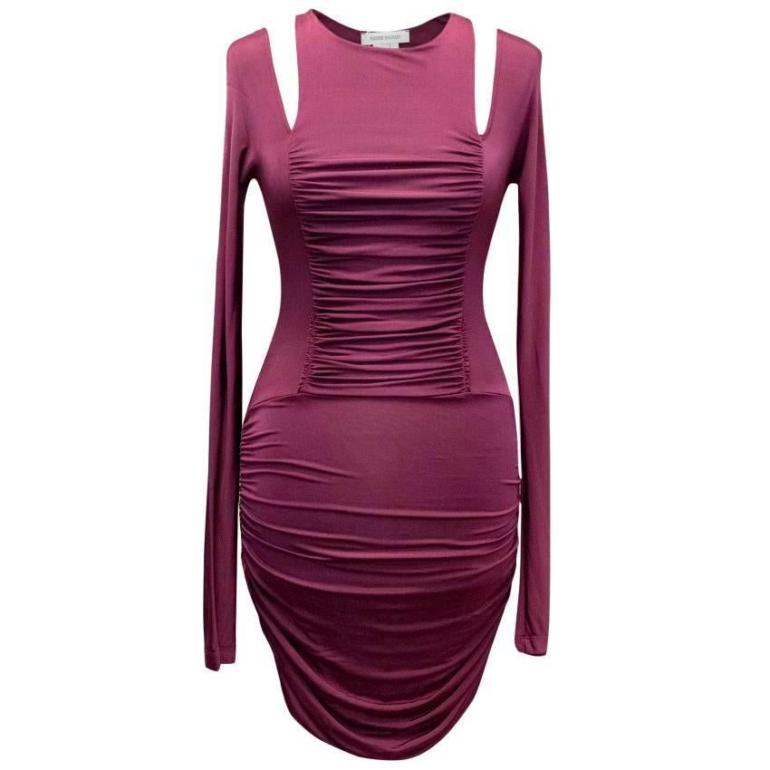Pierre Balmain Ruched Purple Bodycon Dress For Sale