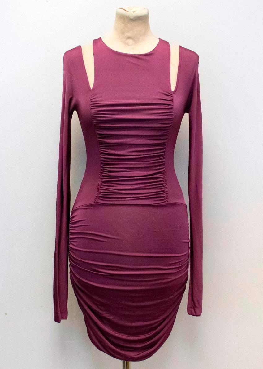 Pierre Balmain Ruched Purple Bodycon Dress In New Condition For Sale In London, GB