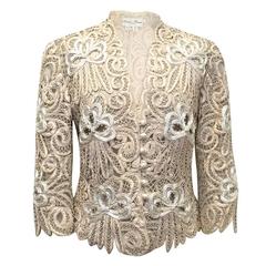 Eavis Brown Cream Silk Embroidered Jacket