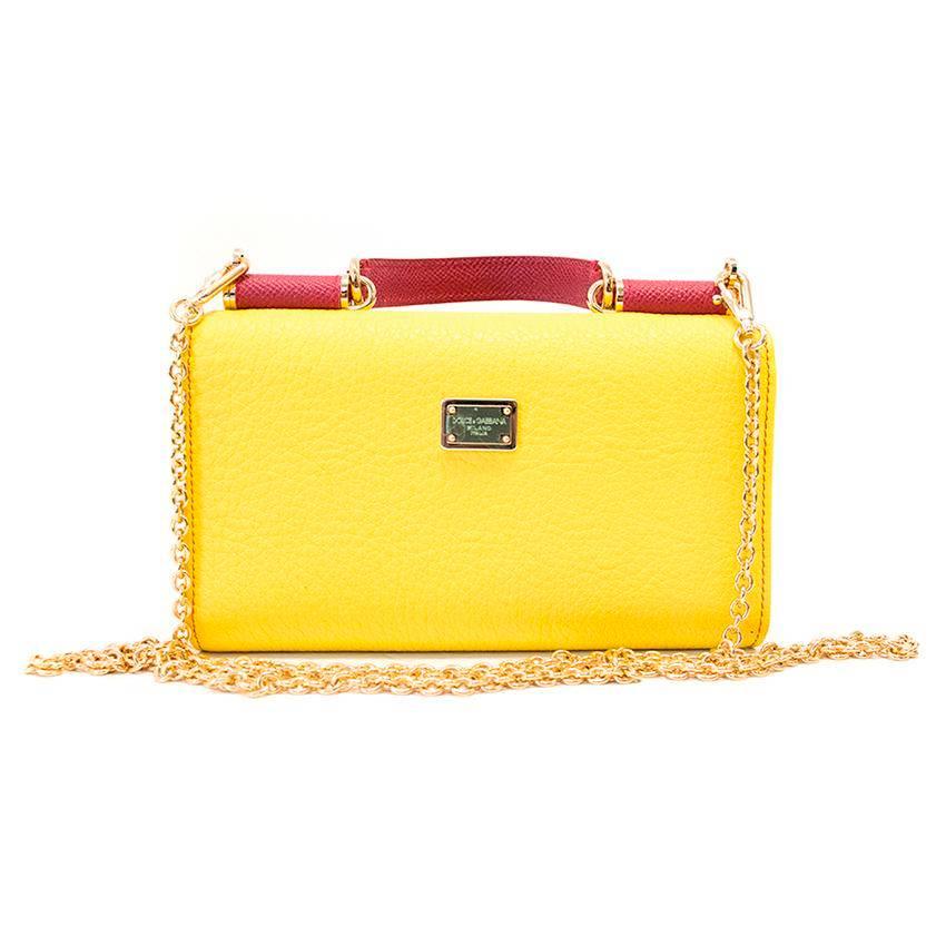 Dolce & Gabbana Yellow St. Valentine Mini Von Wallet Bag In New Condition For Sale In London, GB