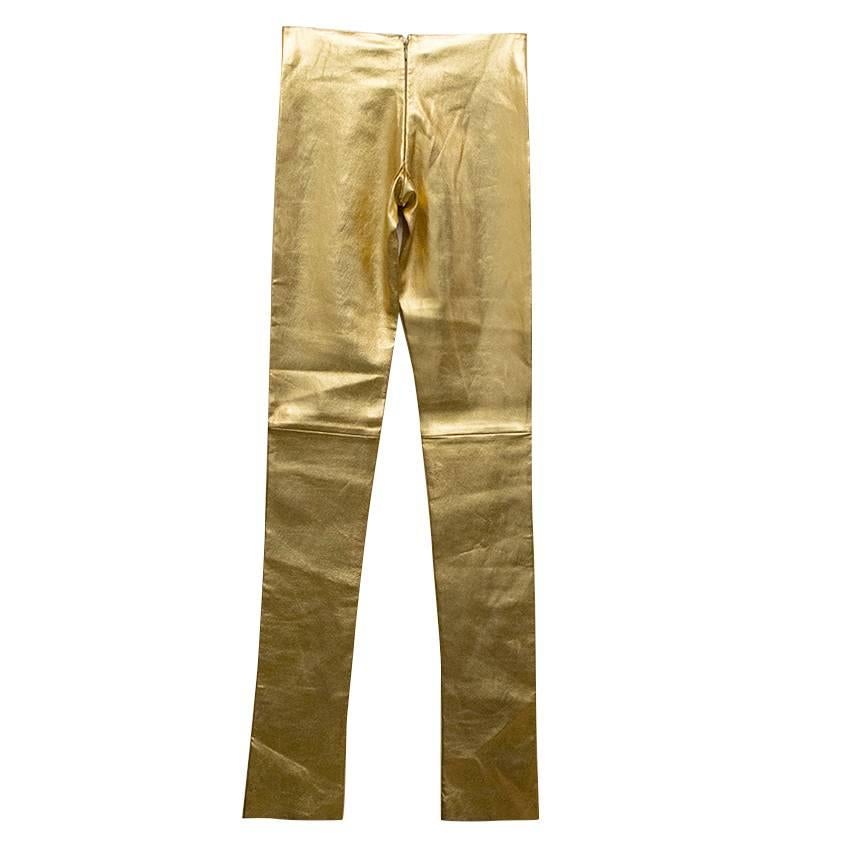 Jitrois 32- Gold Leather Leggings For Sale 2