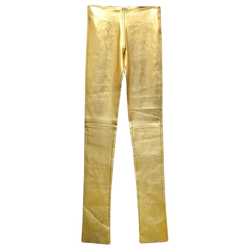 Jitrois 32- Gold Leather Leggings For Sale