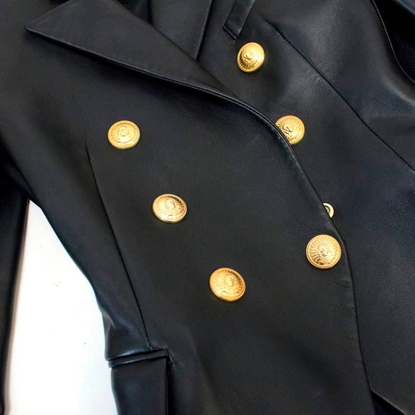 Balmain Black Leather Jacket with Gold Buttons For Sale at 1stDibs ...
