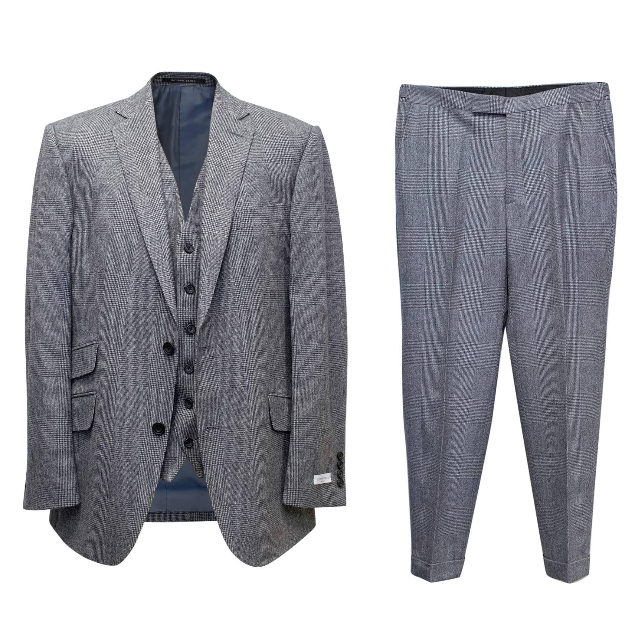 Richard James Grey Checked Three Piece Suit For Sale