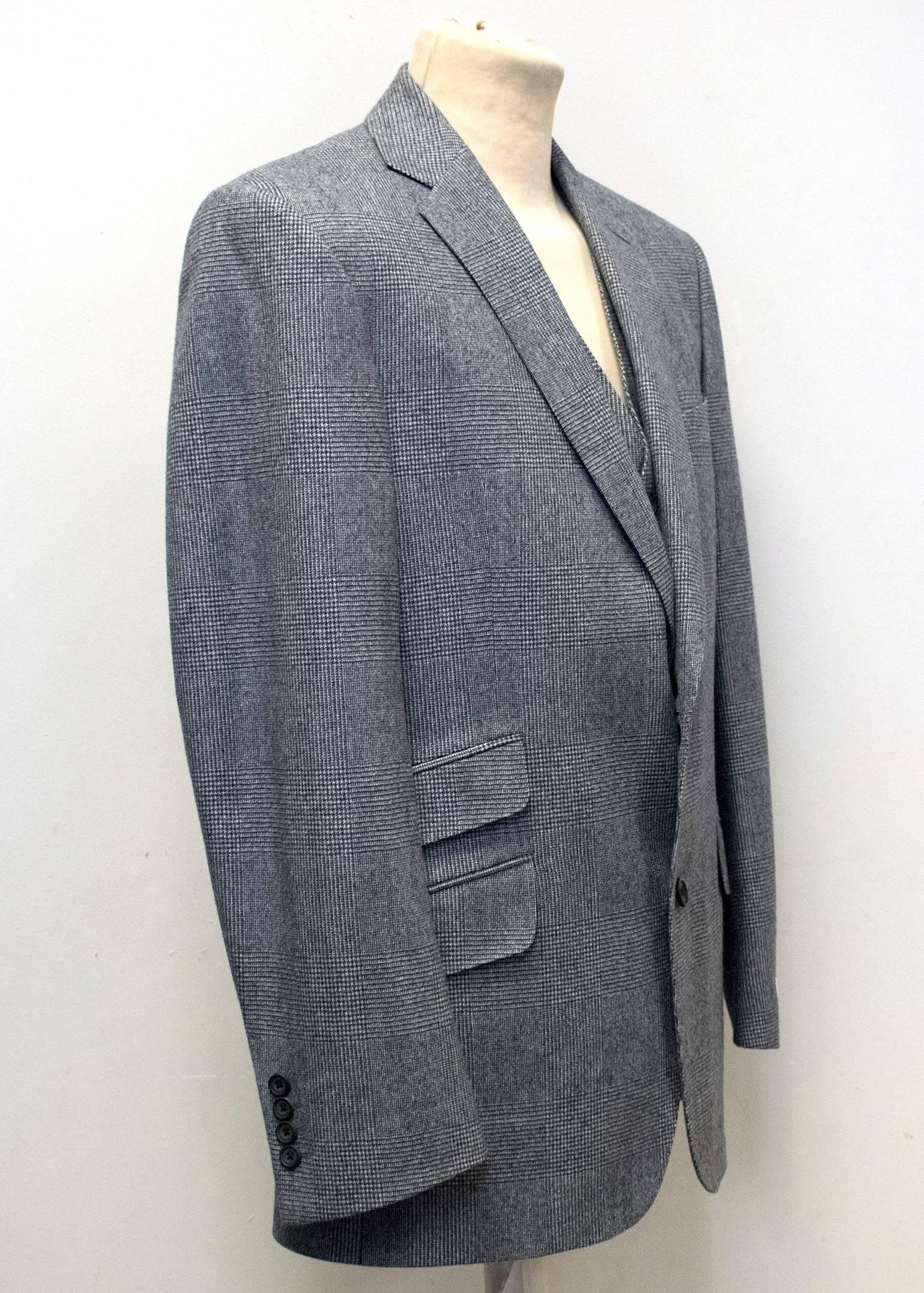 Gray Richard James Grey Checked Three Piece Suit For Sale