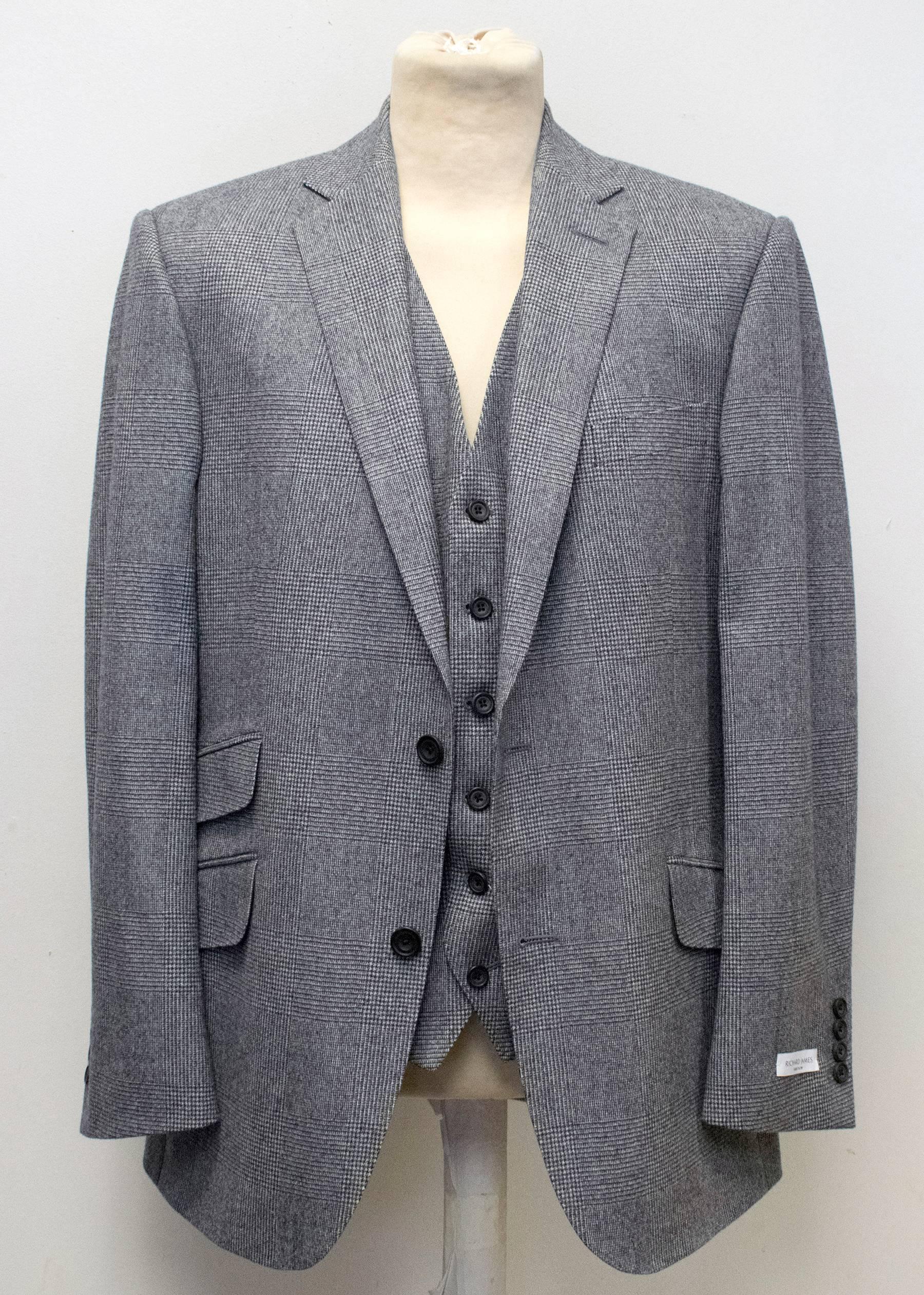 Richard James Grey Checked Three Piece Suit For Sale 5