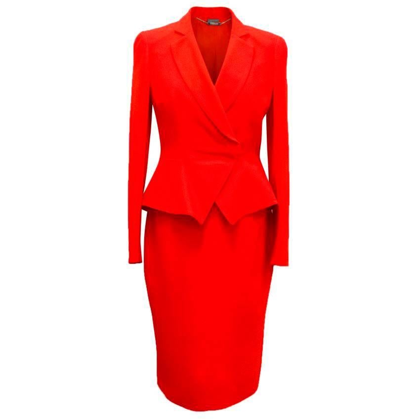 Alexander McQueen Red Two Piece Skirt Suit