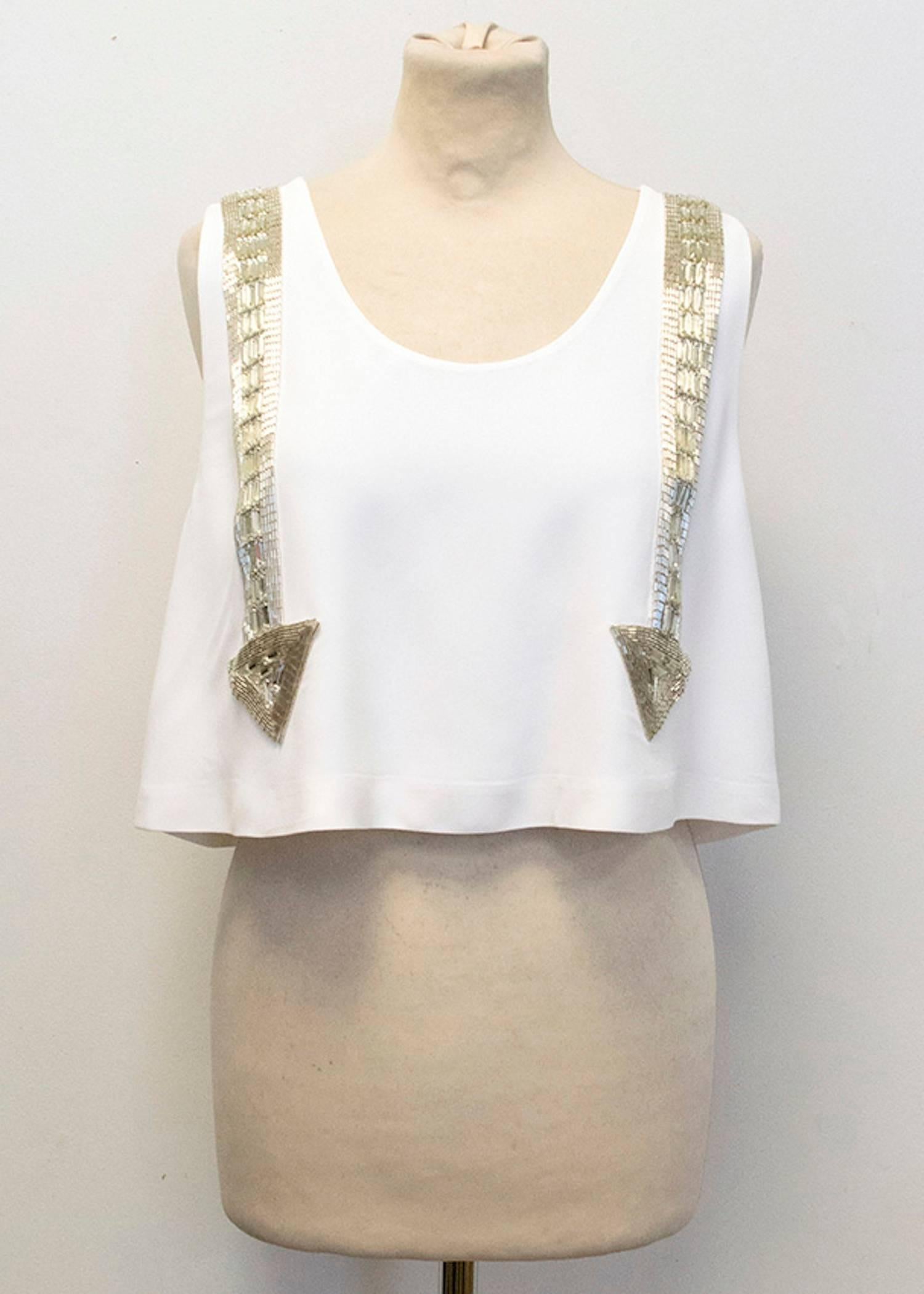 Chloe White Beaded Arrow Top For Sale 4