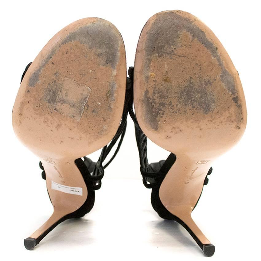 Gianvito Rossi Black Suede Cutout Sandals For Sale 4