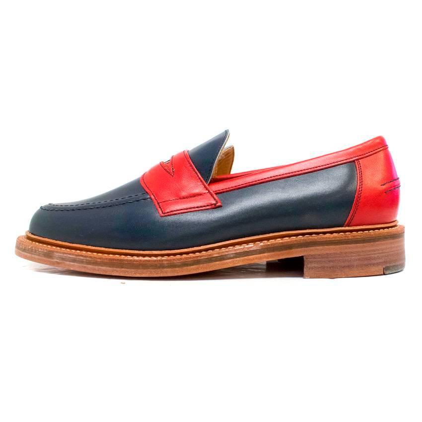 Men's  Red and Navy Leather Loafers For Sale