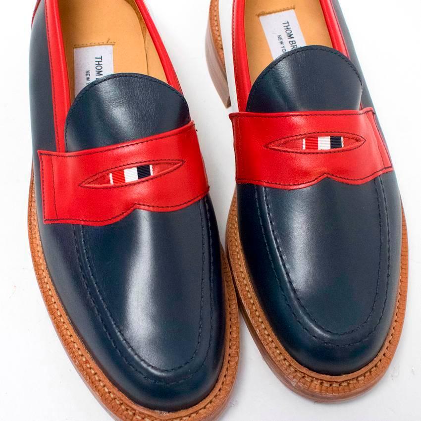  Red and Navy Leather Loafers For Sale 1