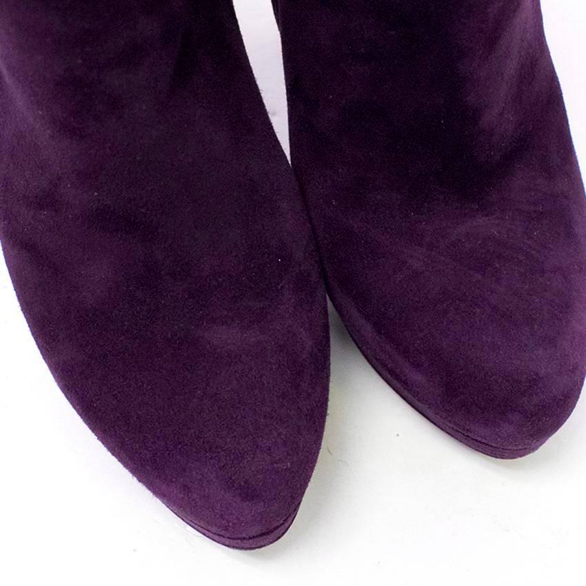 Black Alexander McQueen Purple Suede Heeed Ankle Boots For Sale