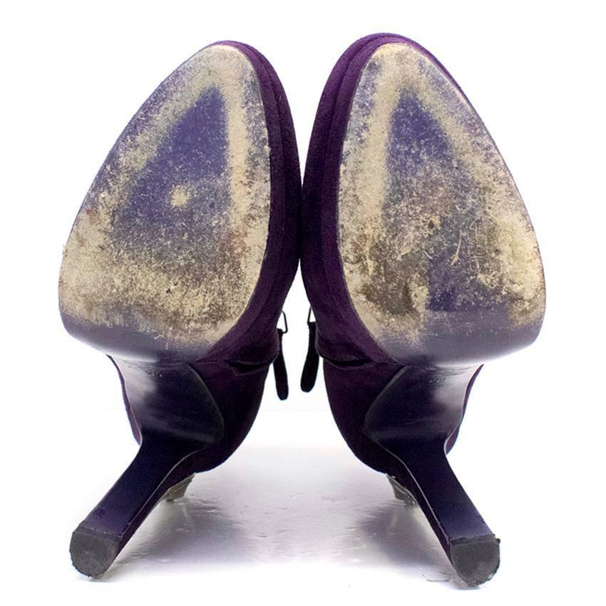 Alexander McQueen Purple Suede Heeed Ankle Boots In Excellent Condition For Sale In London, GB