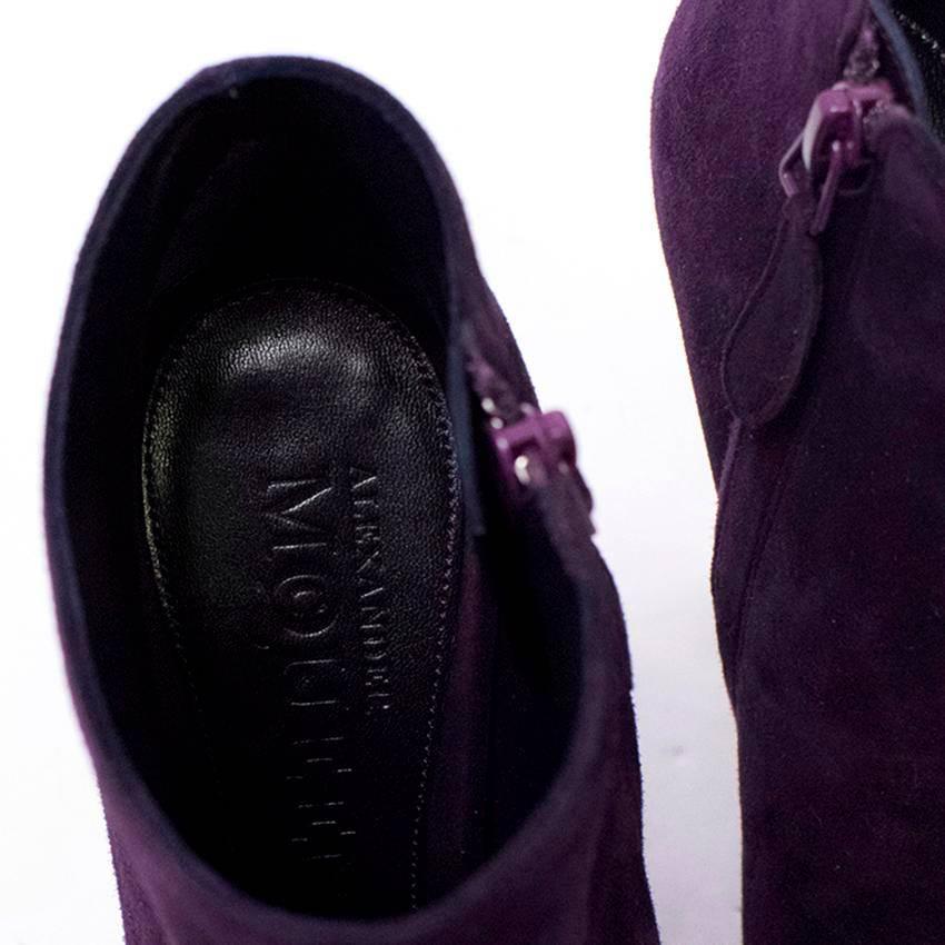 Women's Alexander McQueen Purple Suede Heeed Ankle Boots For Sale