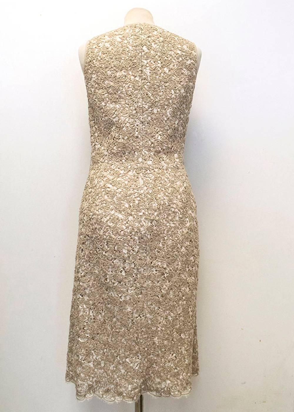 Michael Kors Textured Beige Cotton-Linen Dress For Sale 2