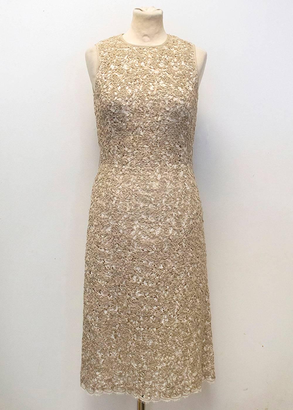 Michael Kors Textured Beige Cotton-Linen Dress For Sale 3
