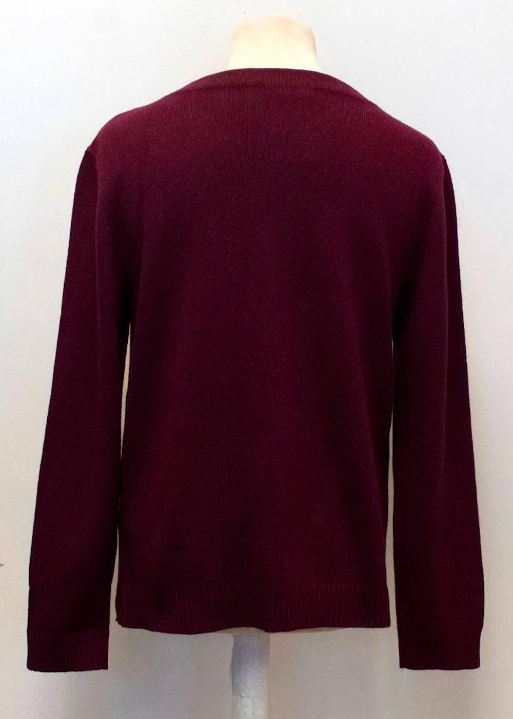 Valentino Men's Burgundy Cashmere Knitted Jumper  For Sale 3