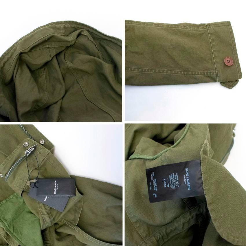 Saint Laurent Men's Khaki Green Lightweight Parka  In New Condition For Sale In London, GB