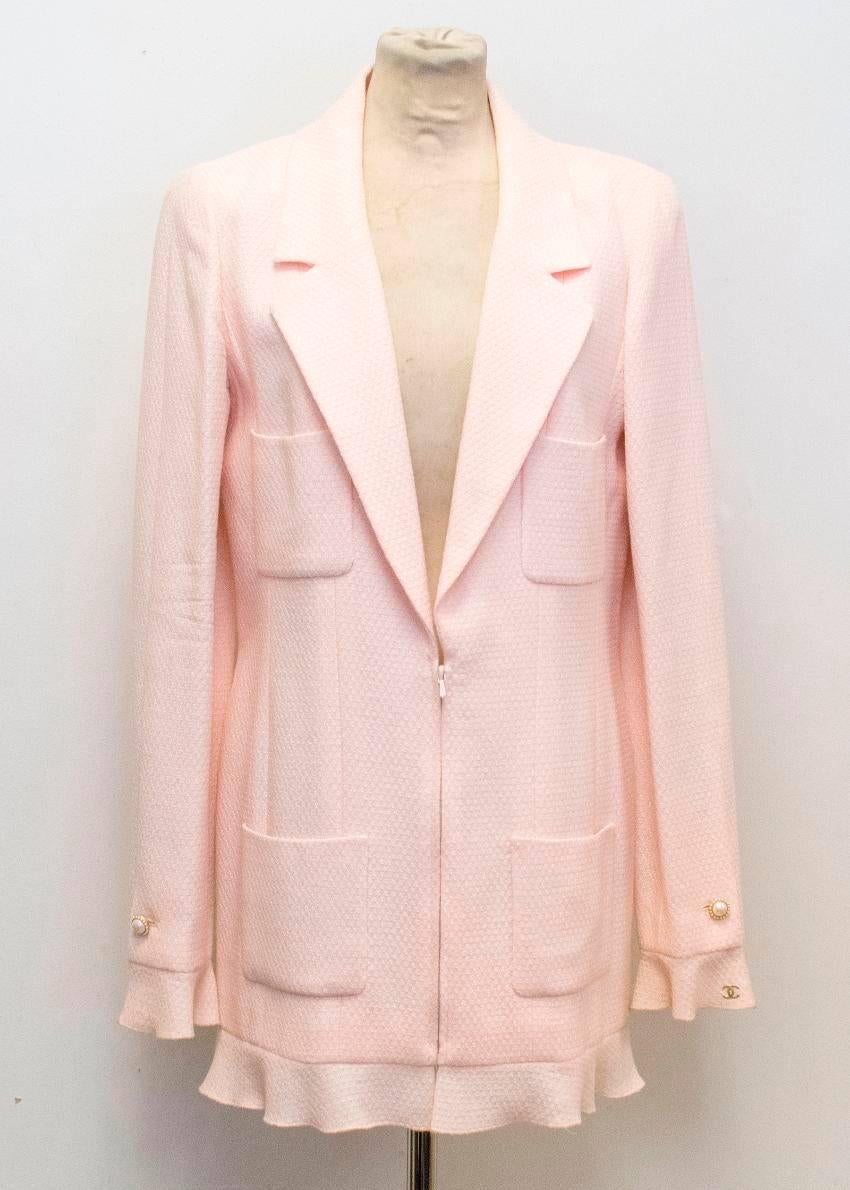 Chanel Nude Pink Jacket/Short Coat with Ruffled Cuffs and Hem  For Sale 1