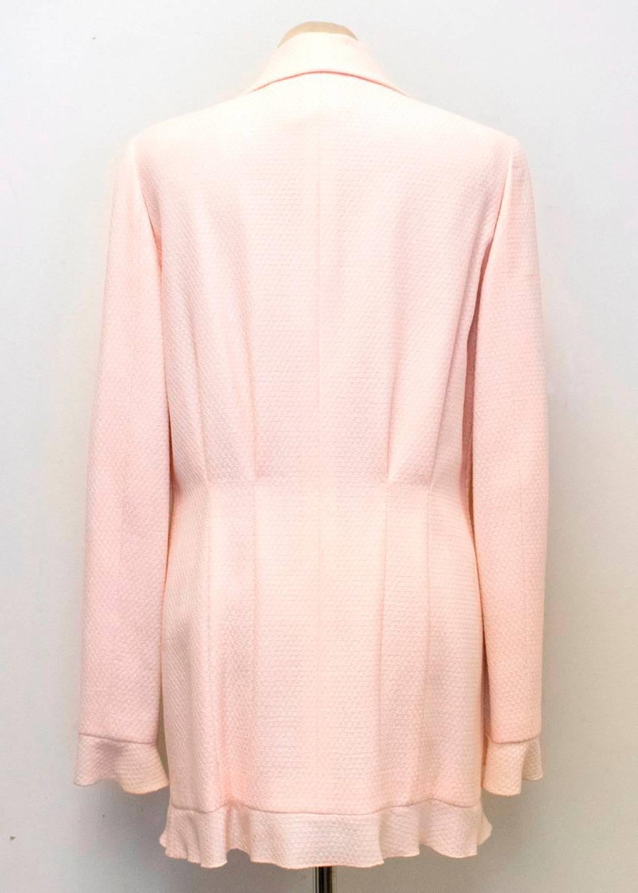 Chanel Nude Pink Jacket/Short Coat with Ruffled Cuffs and Hem  For Sale 4